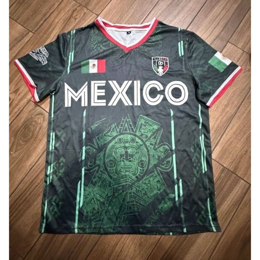 Mexico Soccer Jersey Size M Aztec Green Graphic